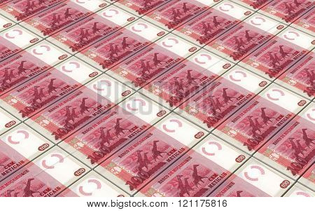 Mozambican escudos bills stacked background. Computer generated 3D photo rendering.