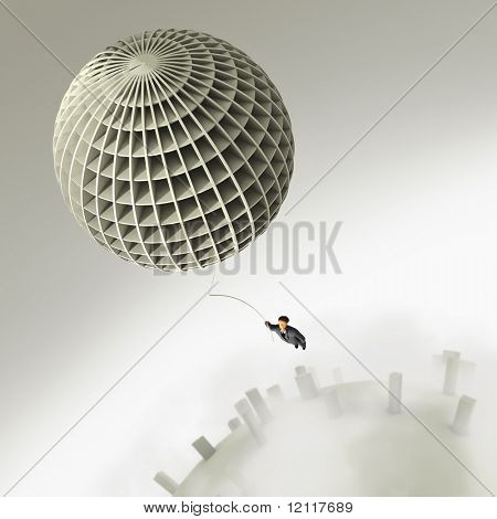 vuelo en globo de empresario