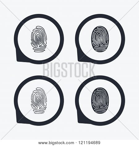 Fingerprint icons. Identification signs.