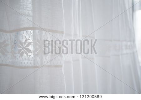 Soft Light White Curtains With The Hemstitch