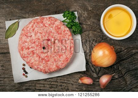 Raw Ground Pork Meat Steak Cutlets