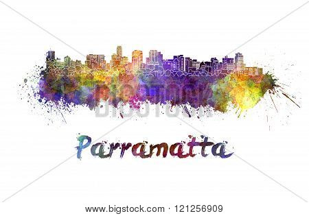 Parramatta Skyline In Watercolor
