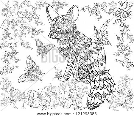 Hand Drawn Ink Pattern. Coloring Book Coloring For Adult
