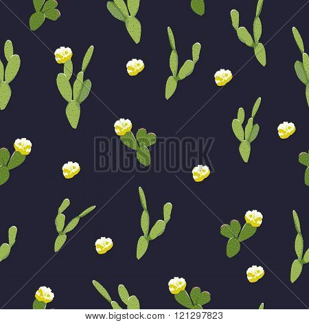 pattern cactus with yellow flowers