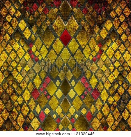 Pattern of yellow and red snake skin grunge print background