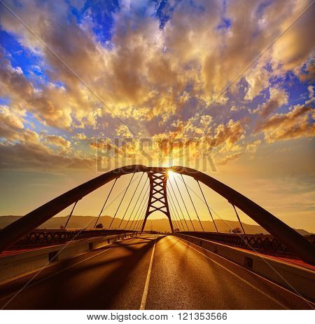 Cullera bridge over Xuquer Jucar river of Valencia at Spain