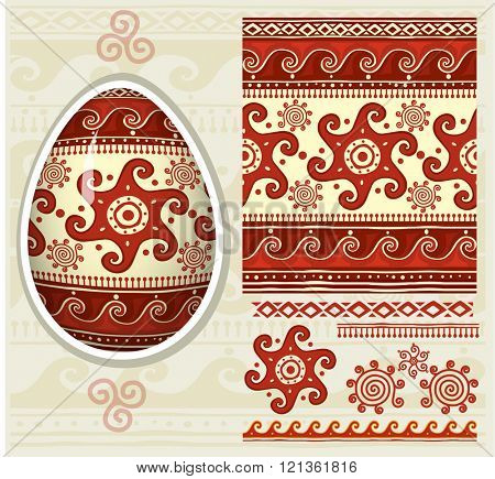 Traditional folk ornament for Easter eggs Pysanka
