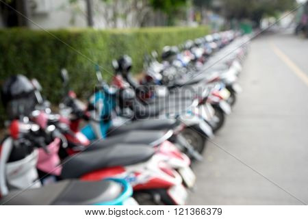blur motor cycle parking on street