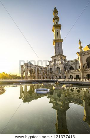 Mosque with sunrise background