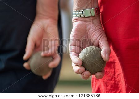 Seniors playing petanque,fun and relaxing game