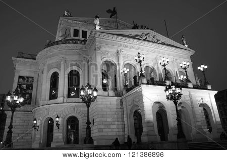 Frankfurt am Main, Hessen Germany - March 14 2016 :  View of Alte Oper Frankfurt on 11th March 2016. It was inaugurated in 1880 but destroyed by bombs in 1944. It was rebuilt, slowly, in the 1970s.