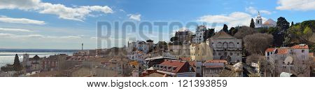 Roof top panorama the Alfams district of Lisbon Portugal