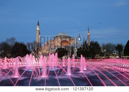 ISTANBUL, TURKEY - JANUARY 09, 2016: Hagia Sophia museum in Istanbul City Turkey. Hagia Sophia was built in 537 than converted into a mosque in 1453 and museum in 1935.