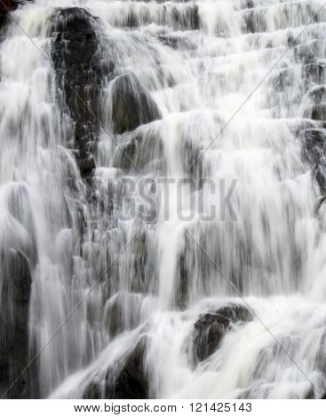 Waterfall on Kutsayoki river at Kola peninsula Russia. This waterfall is about 10 meters high.