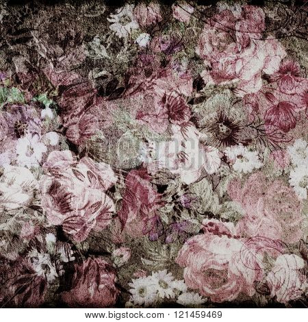 Fragment of colorful retro tapestry text, Fragment of colorful retro tapestry textile pattern with floral ornament useful as background