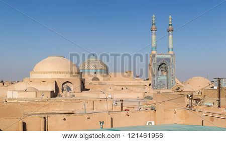 Jameh Mosque, Masjed-i Jame' Mosque, Yazd, Iran. Panorama.