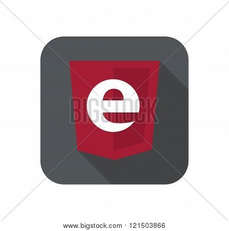 vector web development shield sign - programming language letter e. isolated