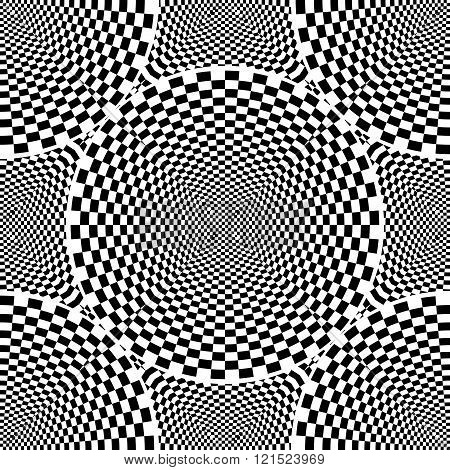 Design Seamless Monochrome Checked Circle Pattern