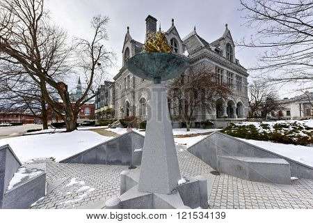Concord, New Hampshire - February 15, 2016: New Hampshire Legislative Office Building Concord New Hampshire USA. Legislative Office Building built in 1884 with Victorian style was formerly post office of Concord.