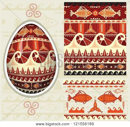 Traditional folk ornament for Easter eggs Pysanka
