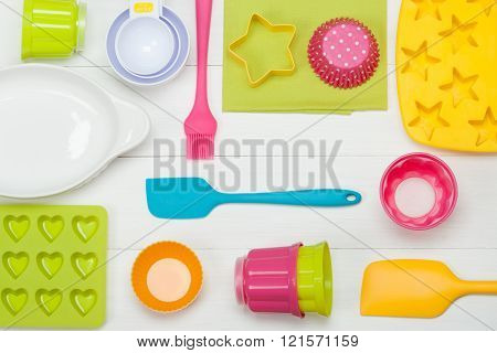 Bakery And Cooking Tools. Silicone Moulds, Cupcake Cases. Measur