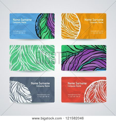 Set of vector design templates. Business card with adstract circle ornament.