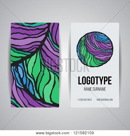 Set of vector design templates. Business card with adstract circle ornament.