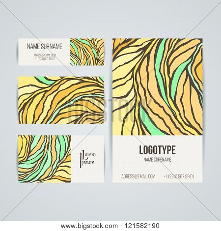 Set of vector design templates. Business card with adstract circle ornament.