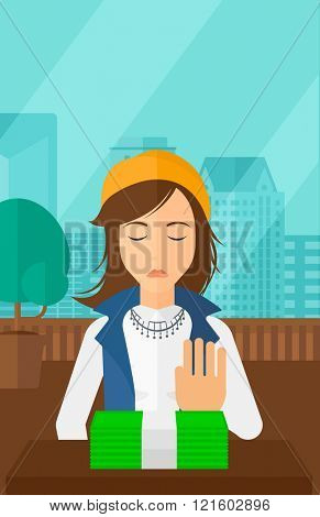 Woman refusing bribe.