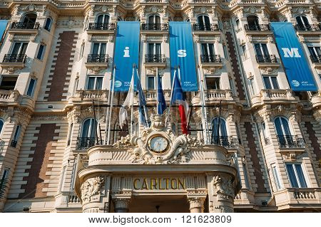 Entrance to the InterContinental Carlton Cannes hotel in Cannes,