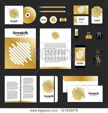 Vector Stationery Template Design With Scrath Line