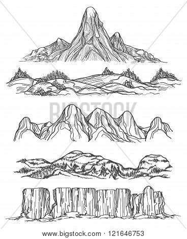 Hand drawn mountains and hills