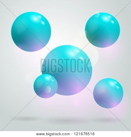 Abstract spheres background. 3D balls.