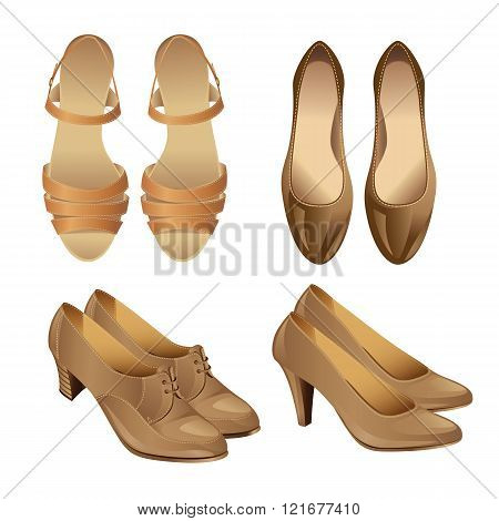 Set of various style beige shoes