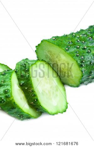 Cucumber isolated over white background close up