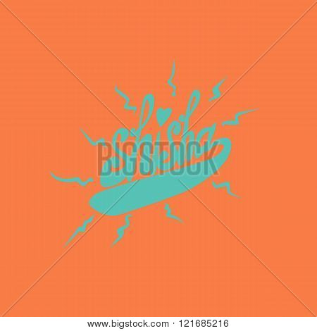 Blue sisha logo inscription on a orange background.