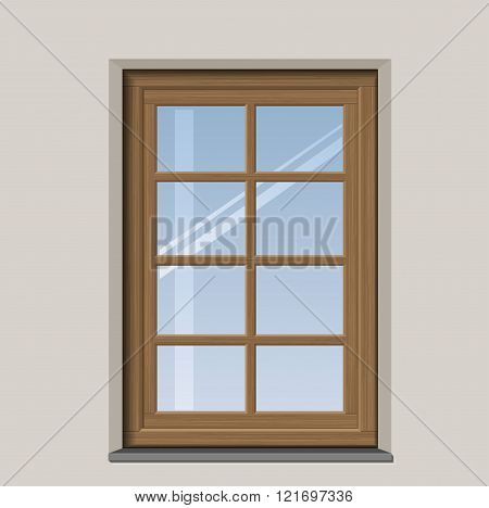 Arched wooden window