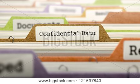 Confidential Data Concept on File Label.