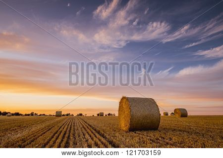 Bales At Sunset