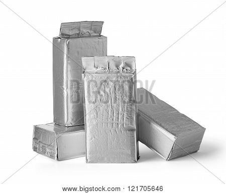 aluminum bag package on white background. with clipping path