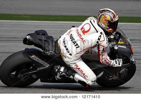 Sepang, Maleisië - 6 februari: MotoGP rider Niccolo Canepa doen een praktijk draaien op de MotoGP-winter