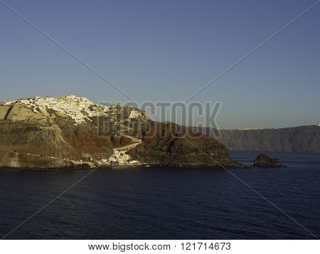 the Island of santorini in the mediterranean