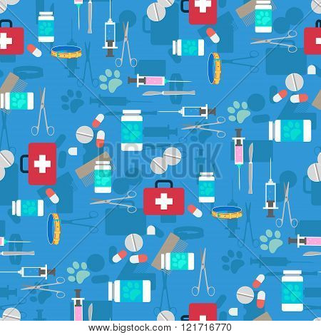 Veterinary set seamless pattern. Vector illustration