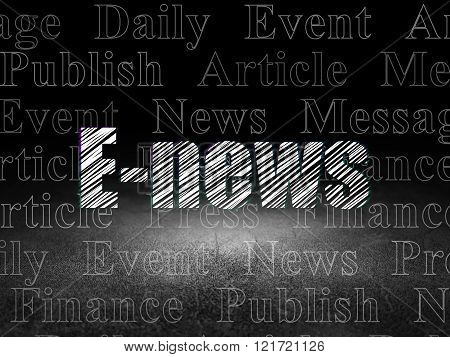 News concept: E-news in grunge dark room