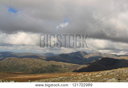 Distant Scafell Mountain Range