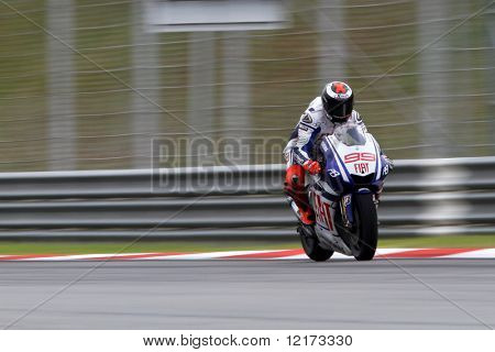 SEPANG - Februar 05: Jorge Lorenzo der Fiat-Yamaha Team Praktiken in der Pre-Season Tests in p