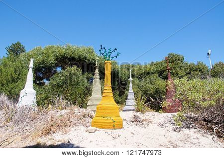 COTTESLOE,WA,AUSTRALIA-MARCH 12,2016: Abstract multiple sculpture display at the 