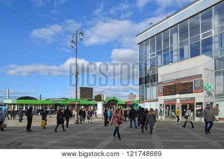 Moscow, Russia - March 14. 2016. The area of Yaroslavsky railway station