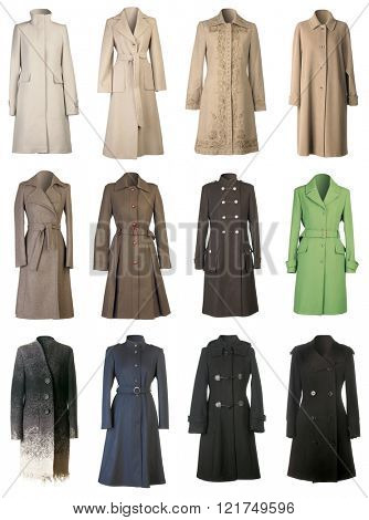 Autumn Woolen Coats Isolated on White Background