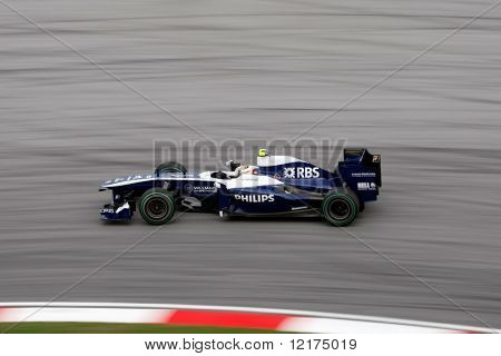 KUALA LUMPUR - 4 Nisan: Williams-Cosworth sürücü Nico Hulkenberg saç tokası çevirmek çevirmek 15 o kazanır